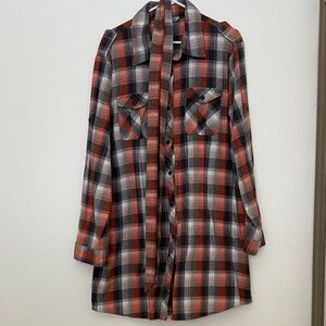 36" Long Plaid Button-Up Shirt